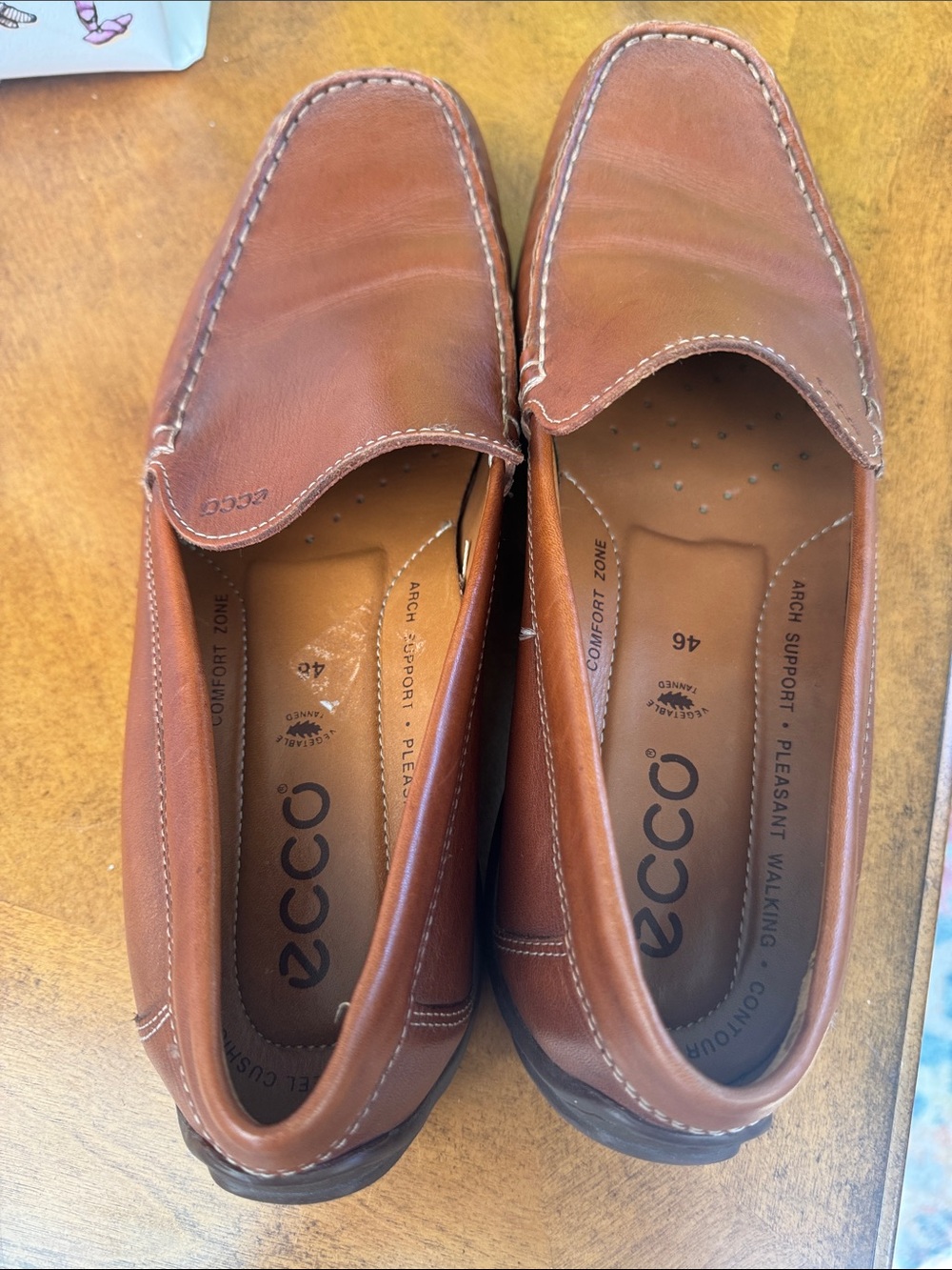 ECCO Men's Cognac Leather Slip-On Loafers